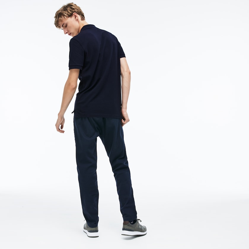 Men's Lacoste Navy Blue Polo Shirts Regular Fit LCST Lettering Petit Piqué SA9-31243T5