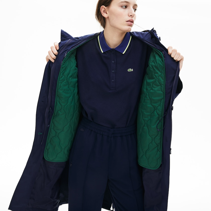 Women's Lacoste Navy Blue Parka Jackets Reversible Jacket 4-in-1 OB5-72407P0