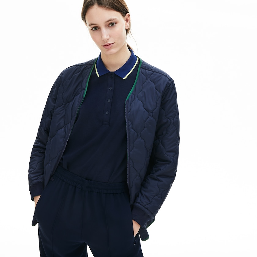 Women's Lacoste Navy Blue Parka Jackets Reversible Jacket 4-in-1 OB5-72407P0