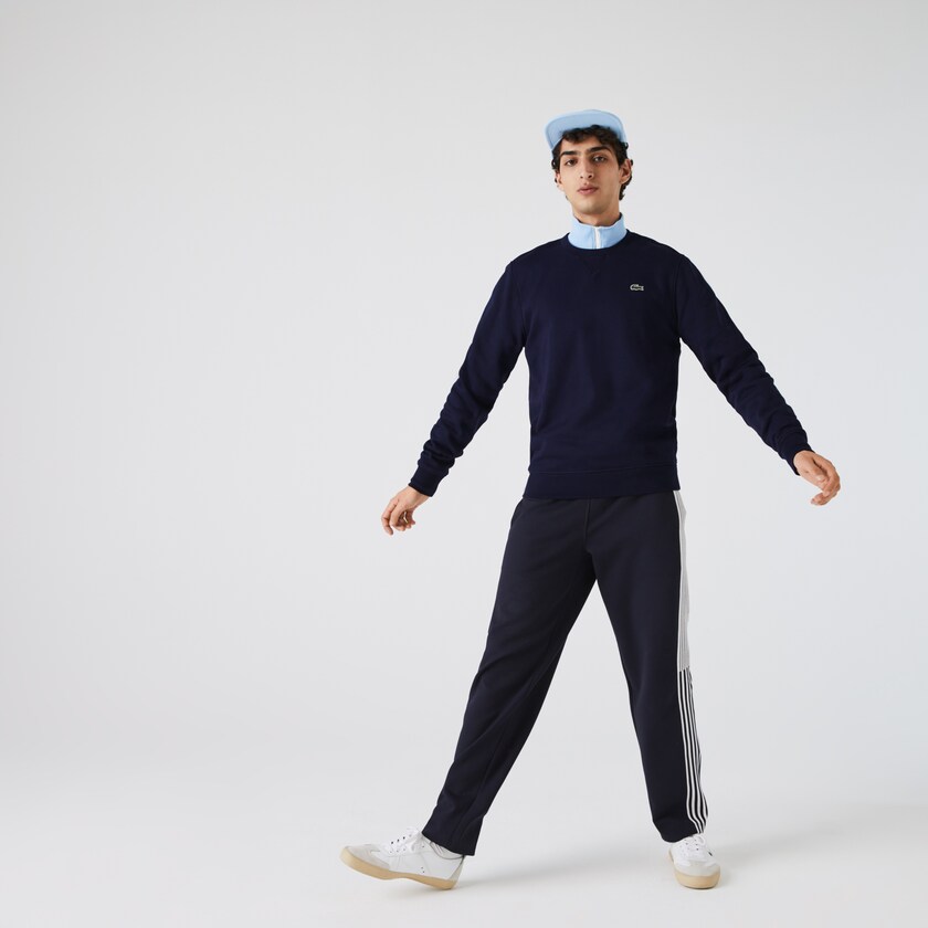 Men's Lacoste Navy Blue Sweatshirts SPORT Crew Neck Fleece OI2-96599L3