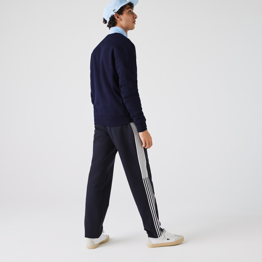Men's Lacoste Navy Blue Sweatshirts SPORT Crew Neck Fleece OI2-96599L3