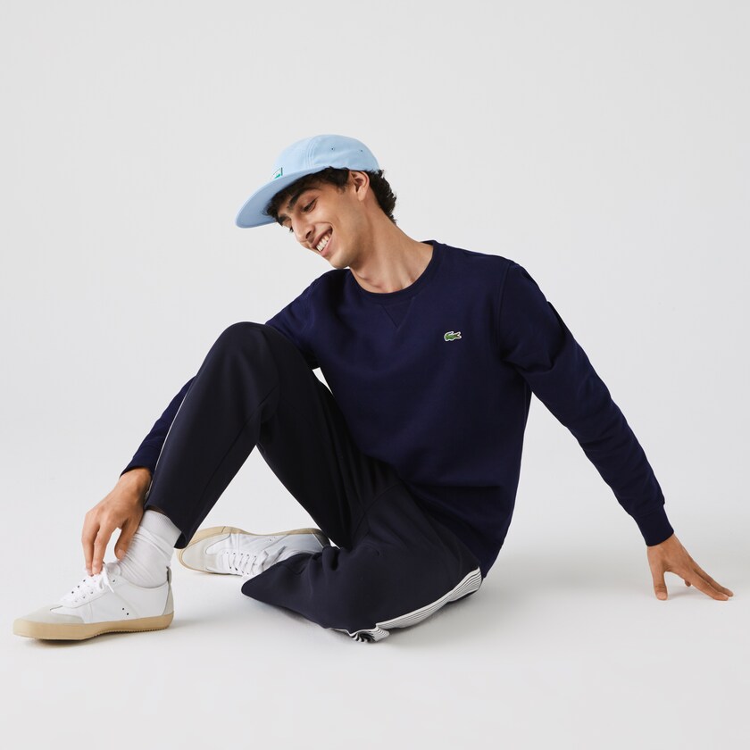 Men's Lacoste Navy Blue Sweatshirts SPORT Crew Neck Fleece OI2-96599L3