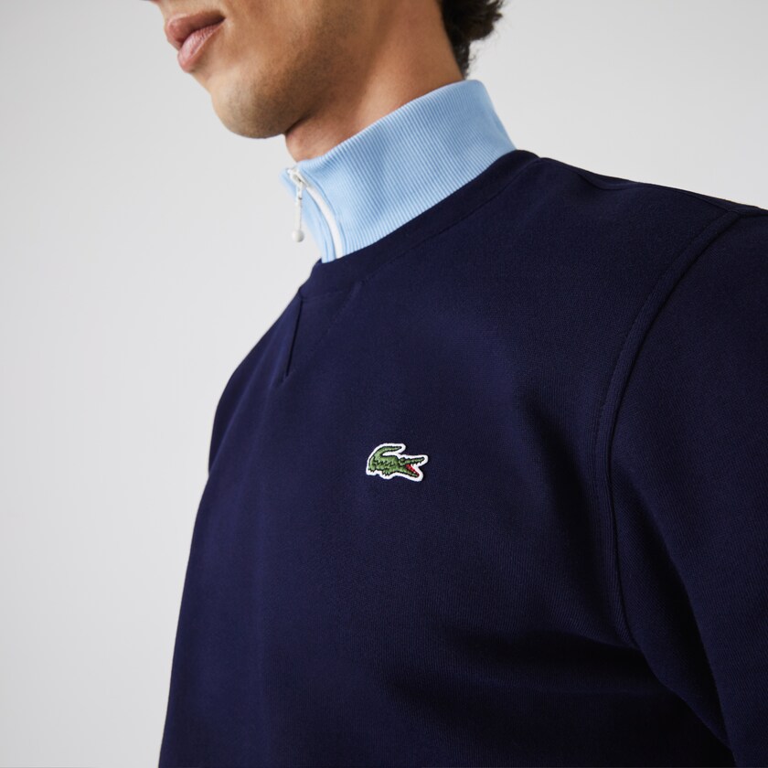 Men's Lacoste Navy Blue Sweatshirts SPORT Crew Neck Fleece OI2-96599L3