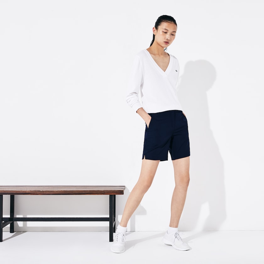 Women's Lacoste Navy Blue Shorts SPORT Gabardine Bermuda NH1-51335O3