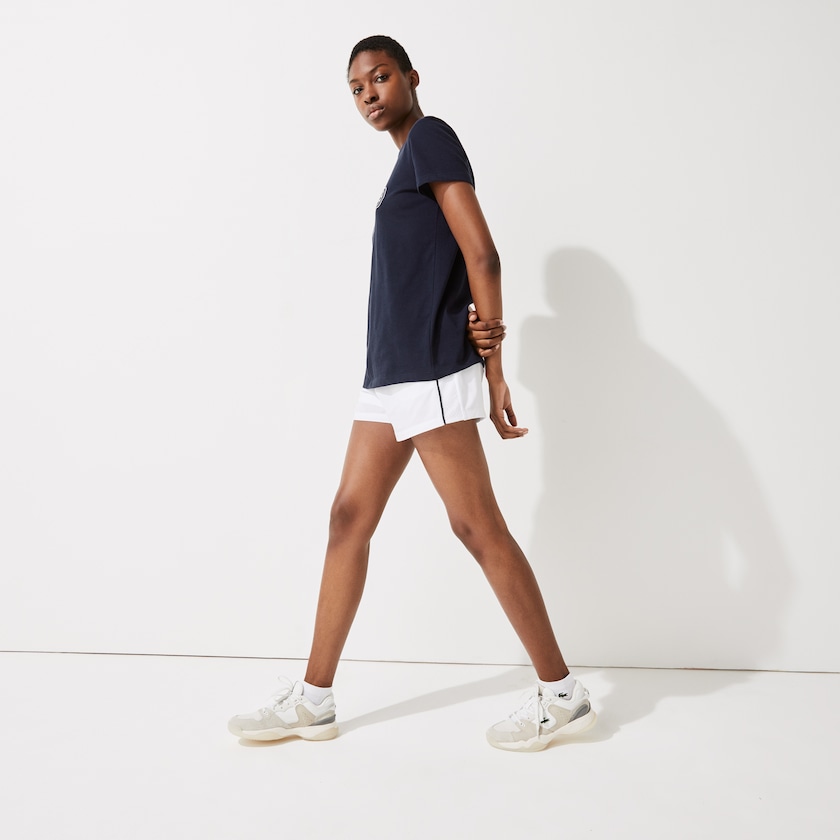Women's Lacoste Navy Blue T Shirts SPORT Graphic-Print Tennis LN7-32883B6