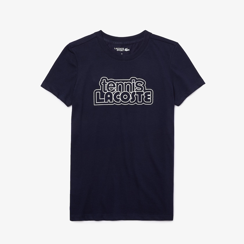 Women's Lacoste Navy Blue T Shirts SPORT Graphic-Print Tennis LN7-32883B6