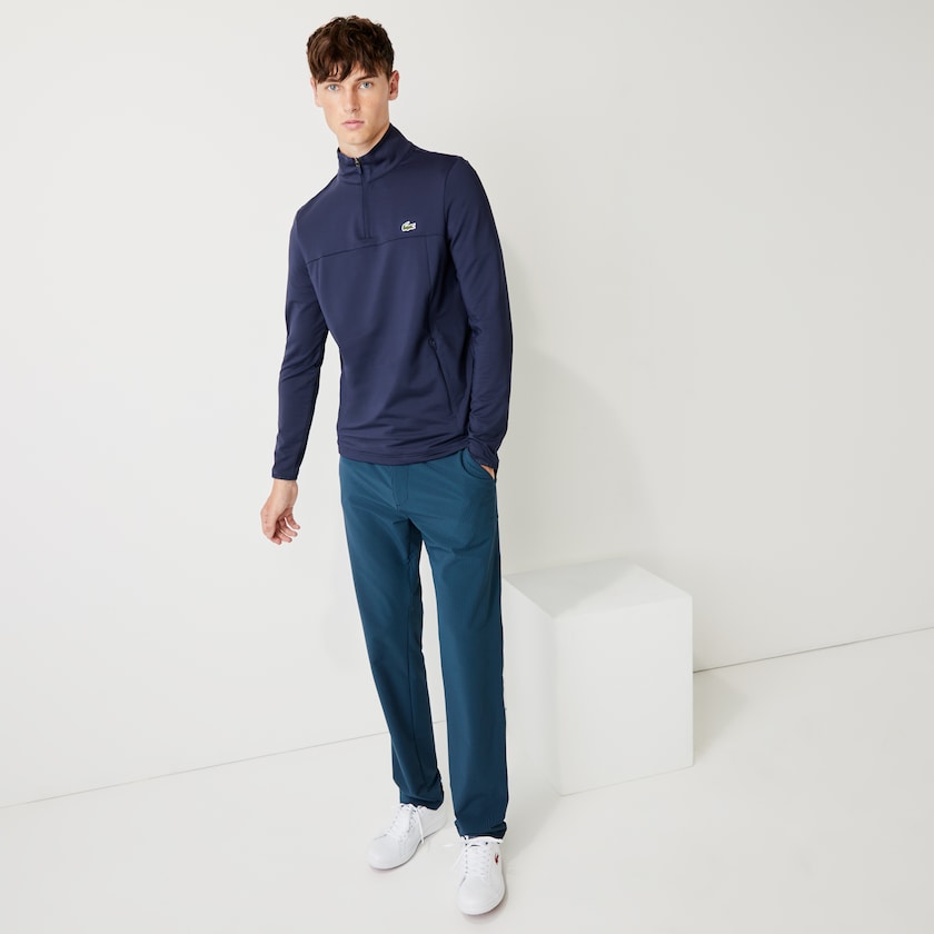 Men's Lacoste Navy Blue Sweatshirts SPORT Stretch Zippered Collar EV4-38663T1