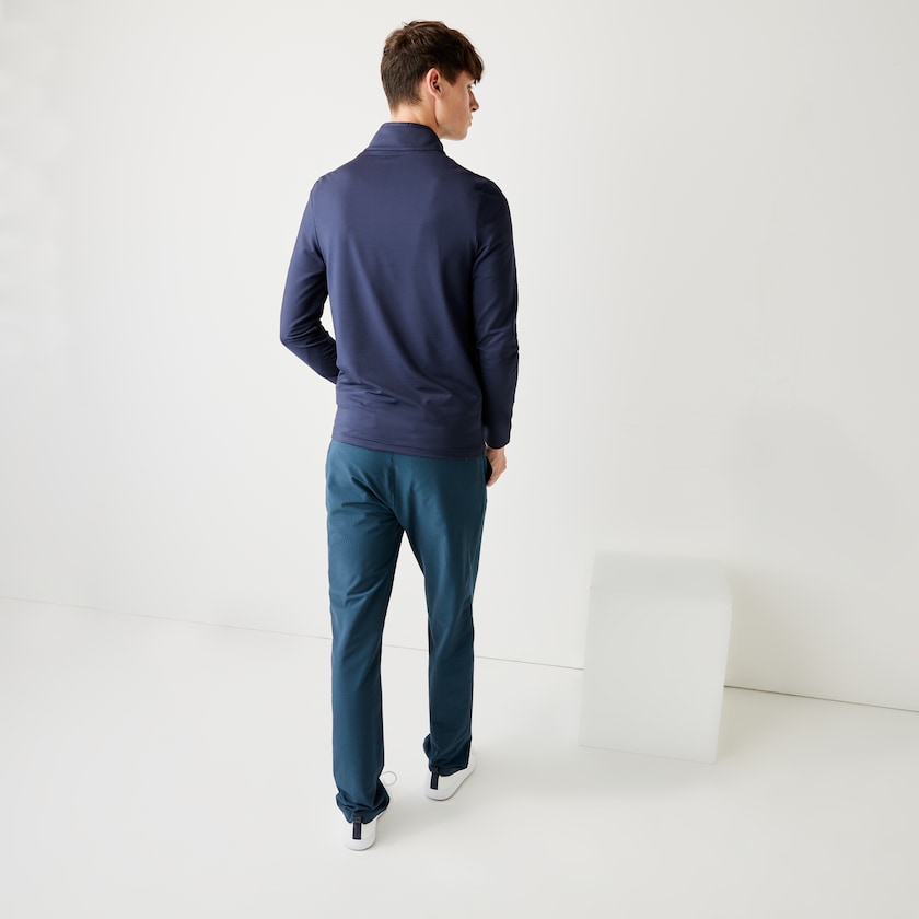 Men's Lacoste Navy Blue Sweatshirts SPORT Stretch Zippered Collar EV4-38663T1