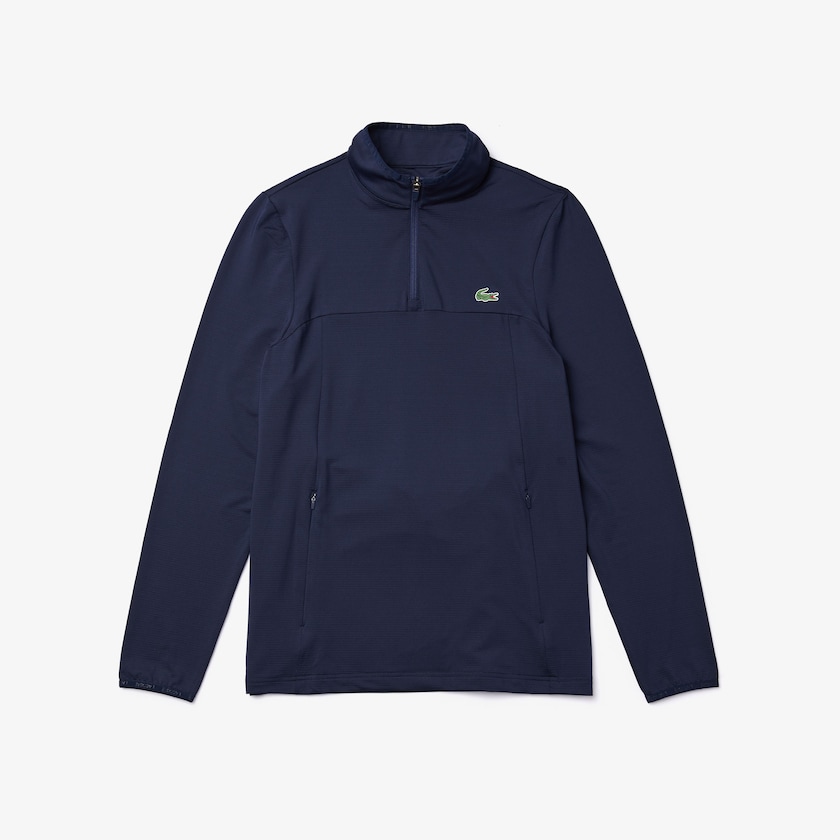 Men's Lacoste Navy Blue Sweatshirts SPORT Stretch Zippered Collar EV4-38663T1
