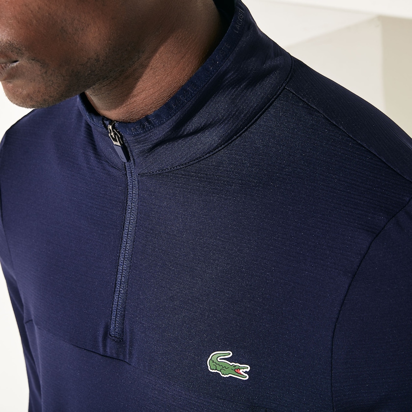 Men's Lacoste Navy Blue Sweatshirts SPORT Stretch Zippered Collar EV4-38663T1