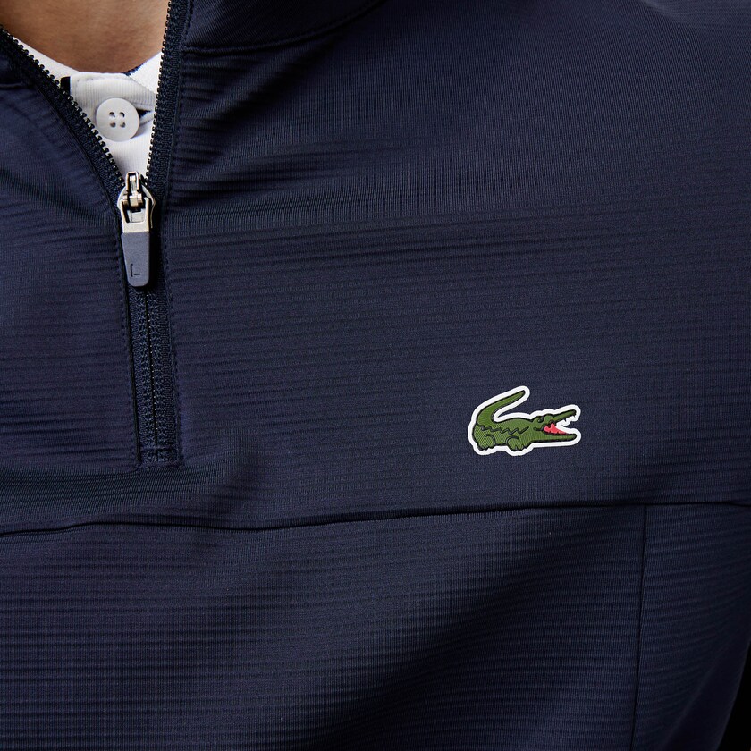 Men's Lacoste Navy Blue Sweatshirts SPORT Stretch Zippered Collar EV4-38663T1