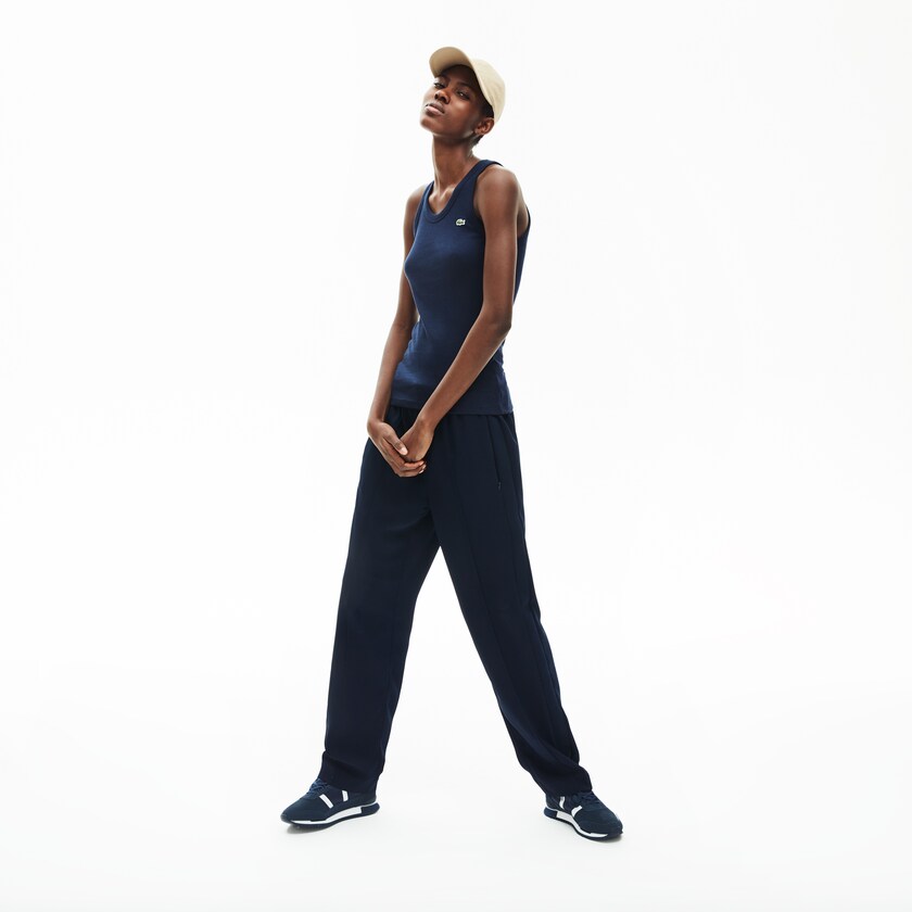 Women's Lacoste Navy Blue T Shirts Sleeveless Scoopneck Top XL2-65066J1