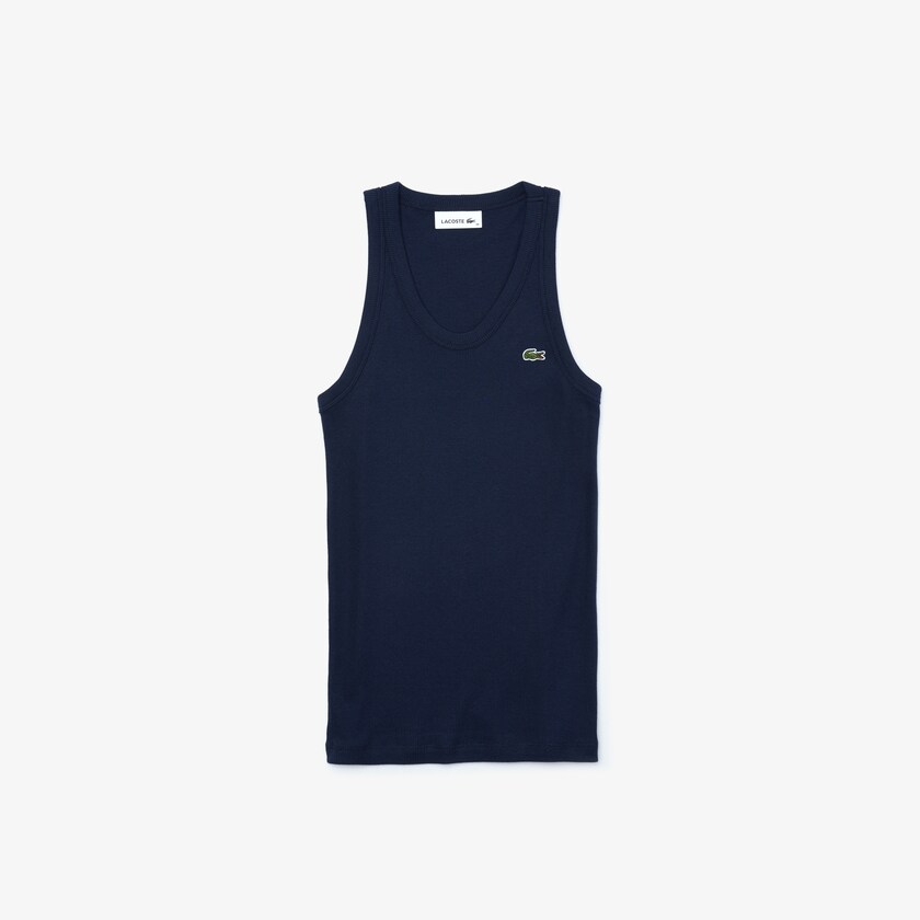 Women's Lacoste Navy Blue T Shirts Sleeveless Scoopneck Top XL2-65066J1