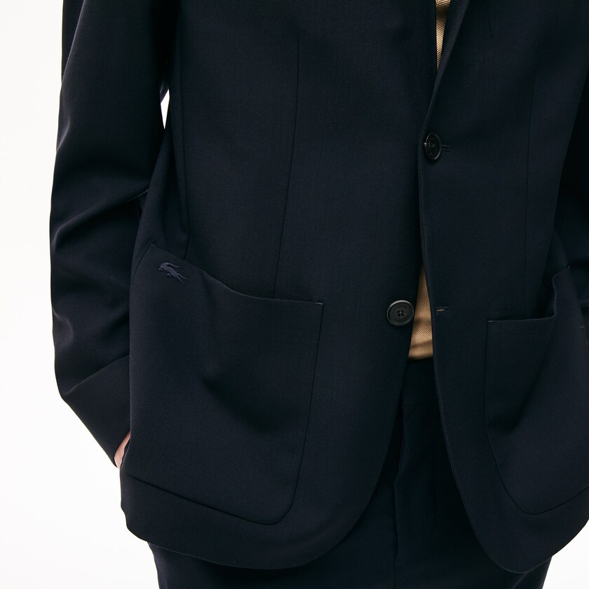 Men's Lacoste Navy Blue Jackets Straight-Cut Wool HP0-80988K1