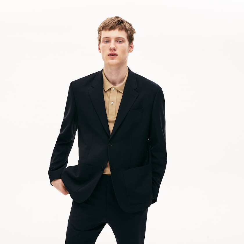 Men's Lacoste Navy Blue Jackets Straight-Cut Wool HP0-80988K1