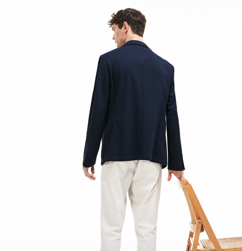 Men's Lacoste Navy Blue Blazers Stretch Cotton Jersey Piqué TA7-01030Z6