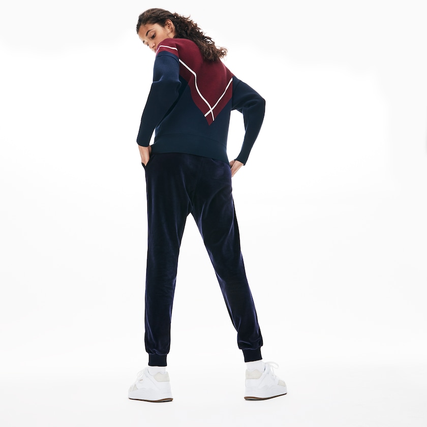 Women's Lacoste Navy Blue Sweatpants Tapered Velour Terry ZS8-64056B1