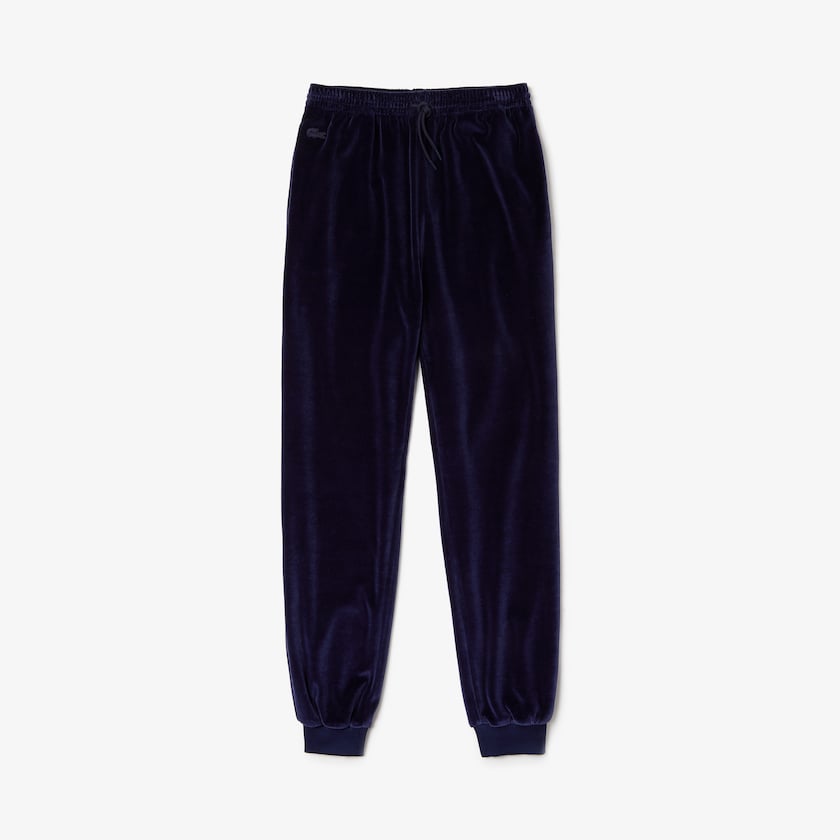 Women's Lacoste Navy Blue Sweatpants Tapered Velour Terry ZS8-64056B1