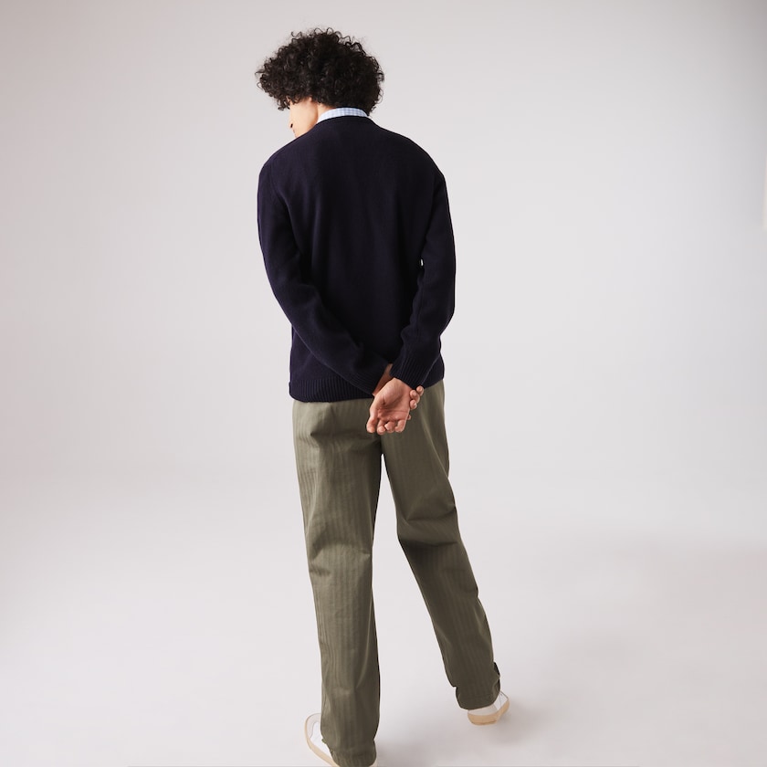 Men's Lacoste Navy Blue Sweaters V-Neck Wool XC9-83678E2