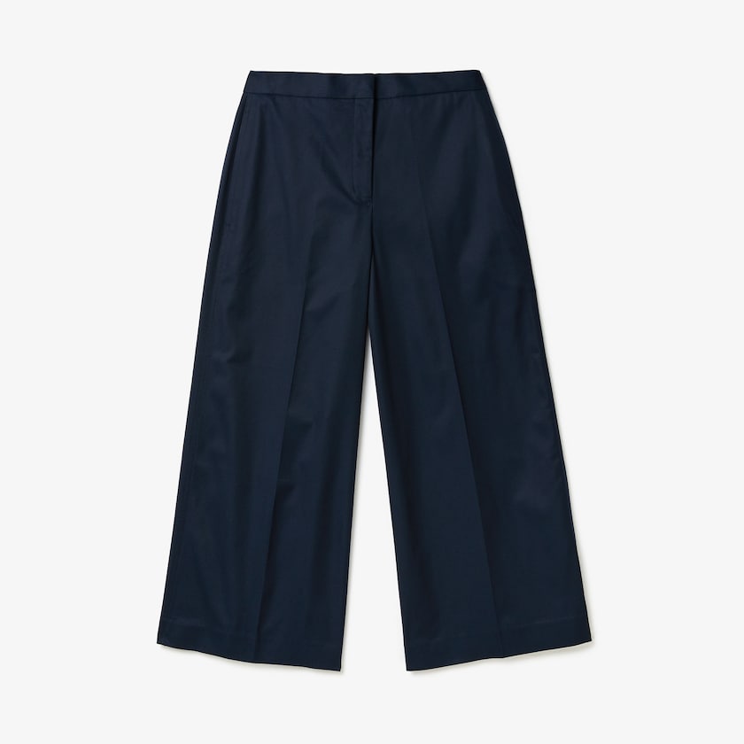 Women's Lacoste Navy Blue Pants Wide Cropped Cotton CK4-11241Z6