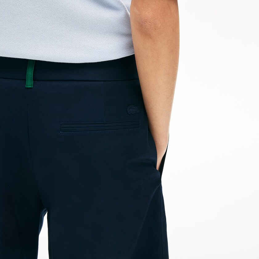 Women's Lacoste Navy Blue Pants Wide Cropped Cotton CK4-11241Z6