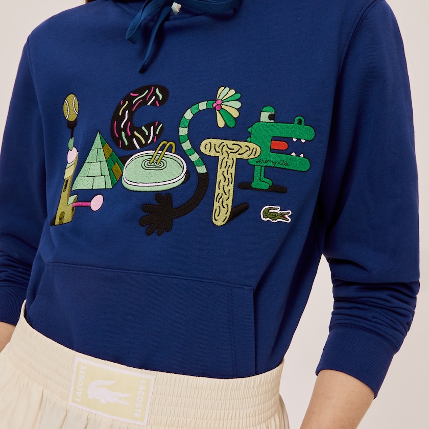 Men's Lacoste Navy Blue Sweatshirts x Jeremyville Print Hooded DA3-33003Q3