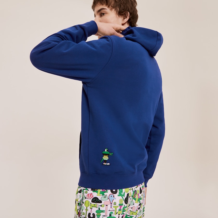 Men's Lacoste Navy Blue Sweatshirts x Jeremyville Print Hooded DA3-33003Q3