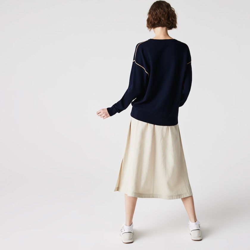 Women's Lacoste Navy Blue / Beige Sweaters Crewneck Cotton WE6-90289F5