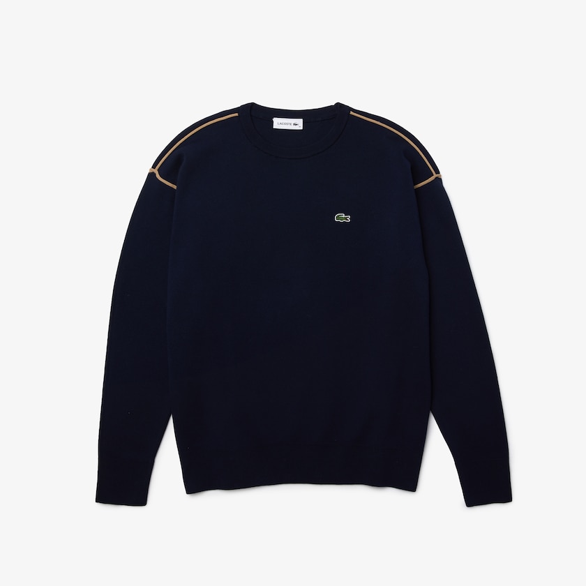 Women's Lacoste Navy Blue / Beige Sweaters Crewneck Cotton WE6-90289F5