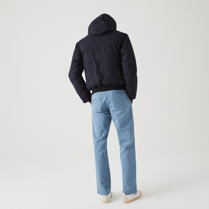 Men's Lacoste Navy Blue / Beige Parka Jackets Short Water-Resistant Quilted Hooded FJ9-52835R2