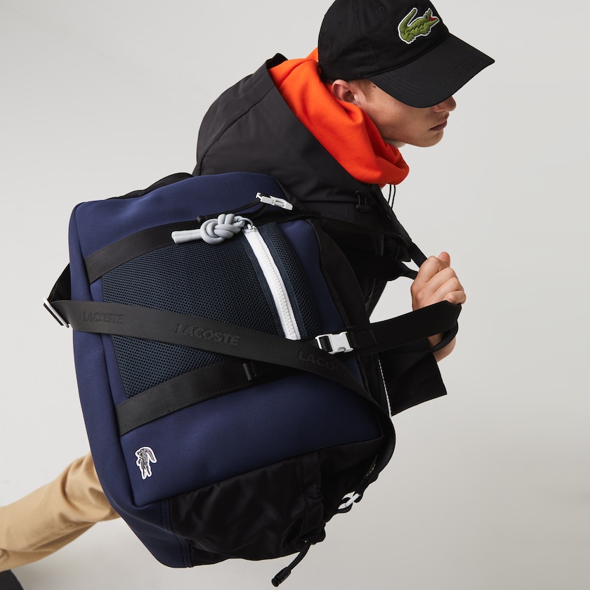 Men's Lacoste Navy Blue / Black Bags Motion Ultra-Light Zippered Gym Bag LP9-91309Q1