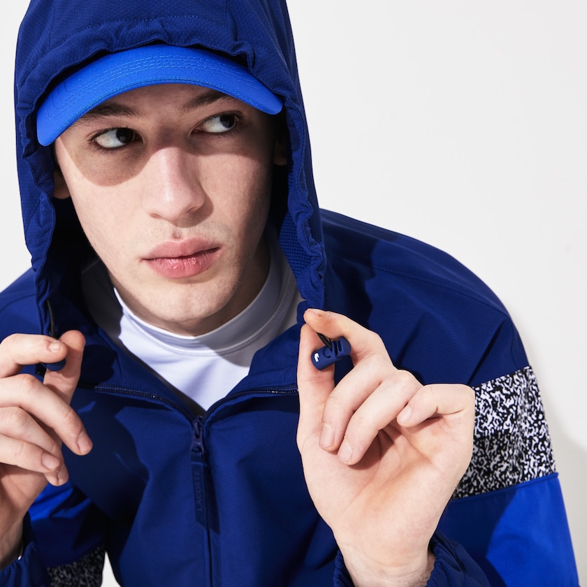 Men's Lacoste Navy Blue / Black / White / Blue Windbreaker SPORT Print-Blocked Performance ZD6-30923A9