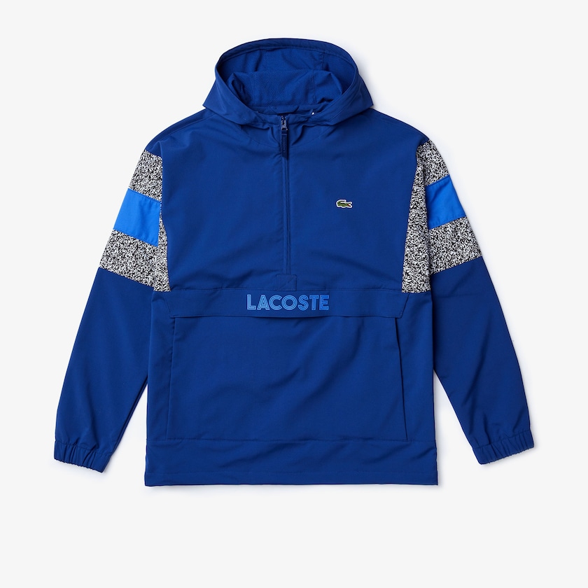 Men's Lacoste Navy Blue / Black / White / Blue Windbreaker SPORT Print-Blocked Performance ZD6-30923A9