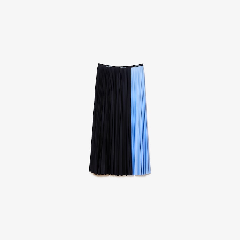 Women's Lacoste Navy Blue / Blue Skirts Colorblock Midi Pleated GP0-81108Y4