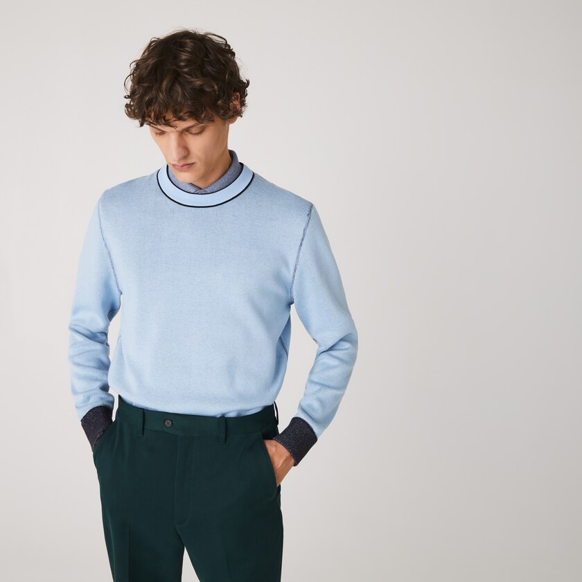 Men's Lacoste Navy Blue / Blue Sweaters Reversible Crew Neck Contrast SL5-10361S4