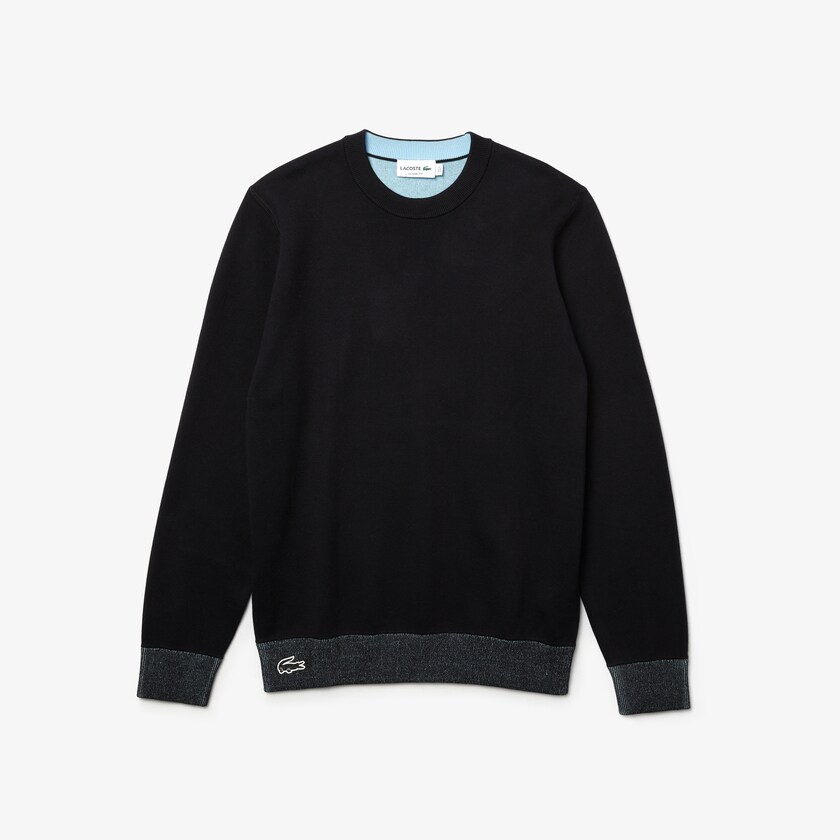 Men's Lacoste Navy Blue / Blue Sweaters Reversible Crew Neck Contrast SL5-10361S4