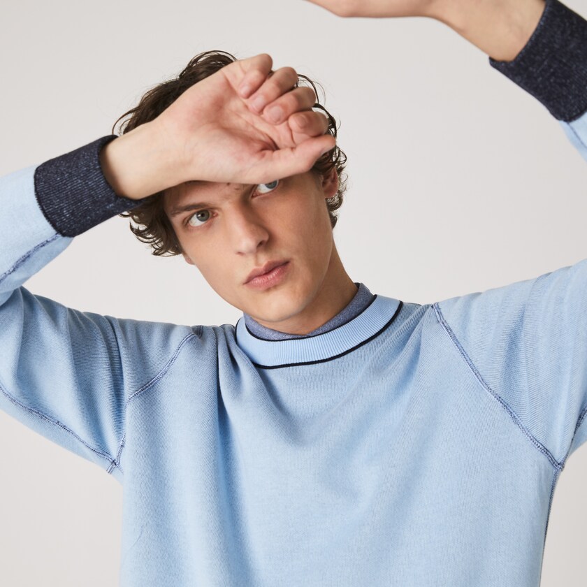 Men's Lacoste Navy Blue / Blue Sweaters Reversible Crew Neck Contrast SL5-10361S4