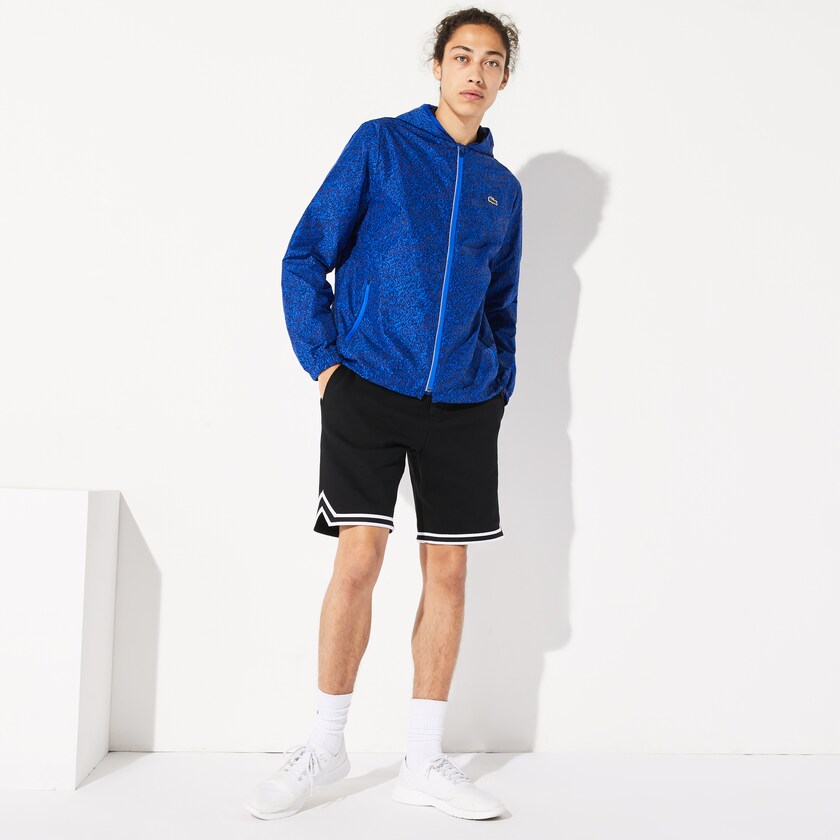 Men's Lacoste Navy Blue / Blue Jackets SPORT Hooded Print Zip RF2-89638O3