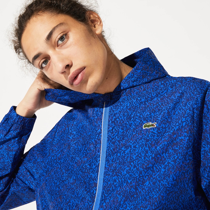 Men's Lacoste Navy Blue / Blue Jackets SPORT Hooded Print Zip RF2-89638O3