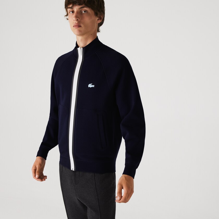 Men's Lacoste Navy Blue / Blue Jackets Stand-Up Collar Reversible Zippered FE5-10961R0