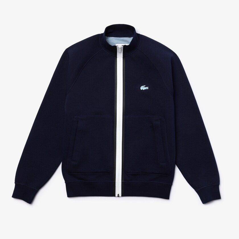 Men's Lacoste Navy Blue / Blue Jackets Stand-Up Collar Reversible Zippered FE5-10961R0