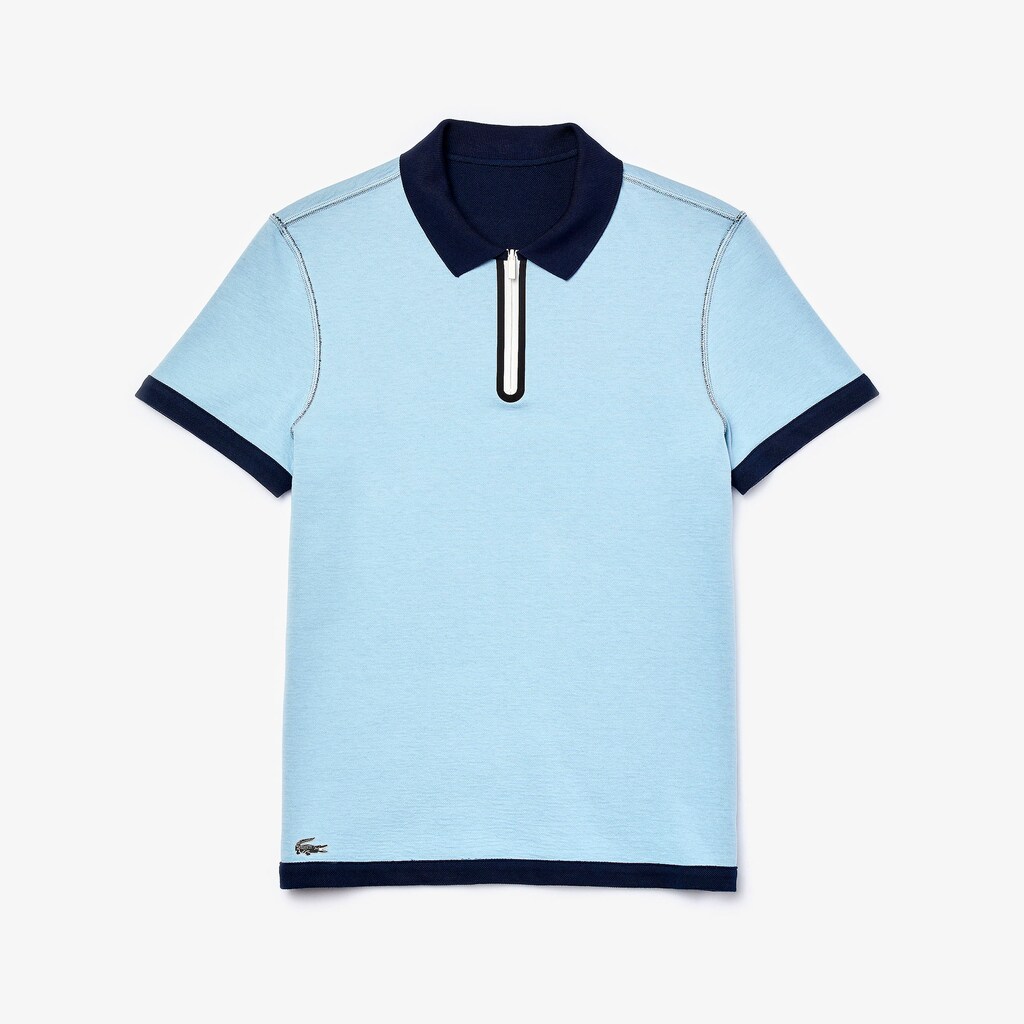 Men's Lacoste Navy Blue / Blue Polo Shirts Zippered Collar Regular Fit Reversible Piqué YD7-96669C7