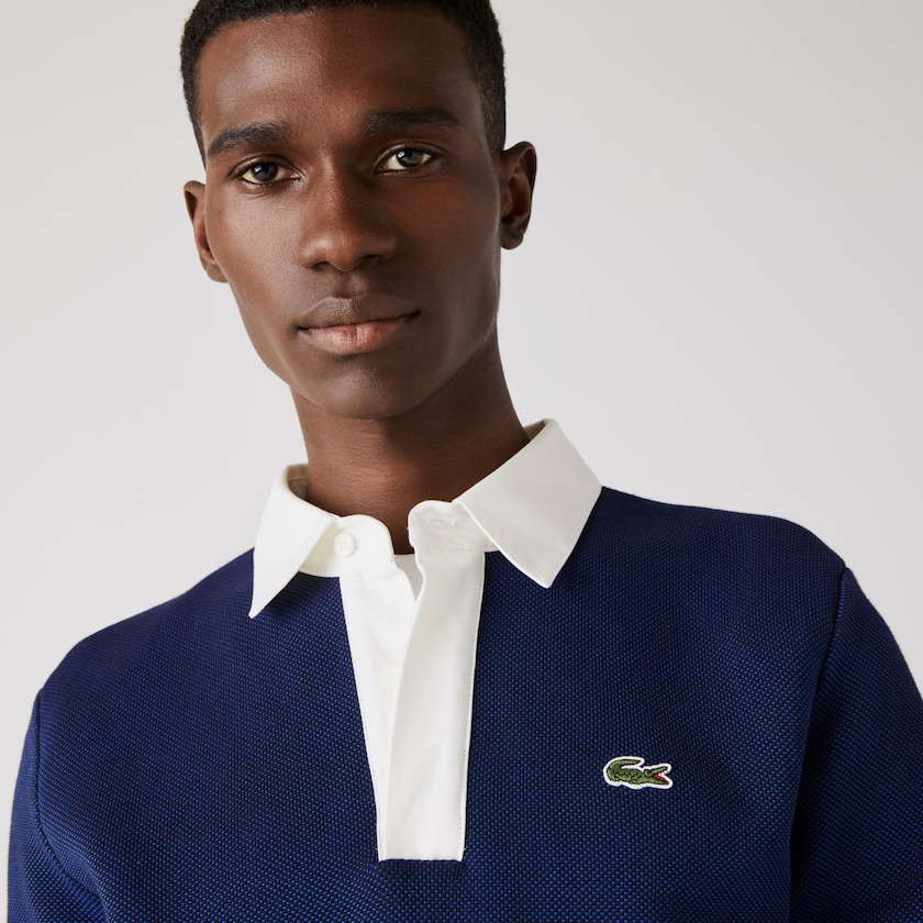 Men's Lacoste Navy Blue / Blue / Green / Beige / White Sweaters Striped Rugby DD6-55895M5