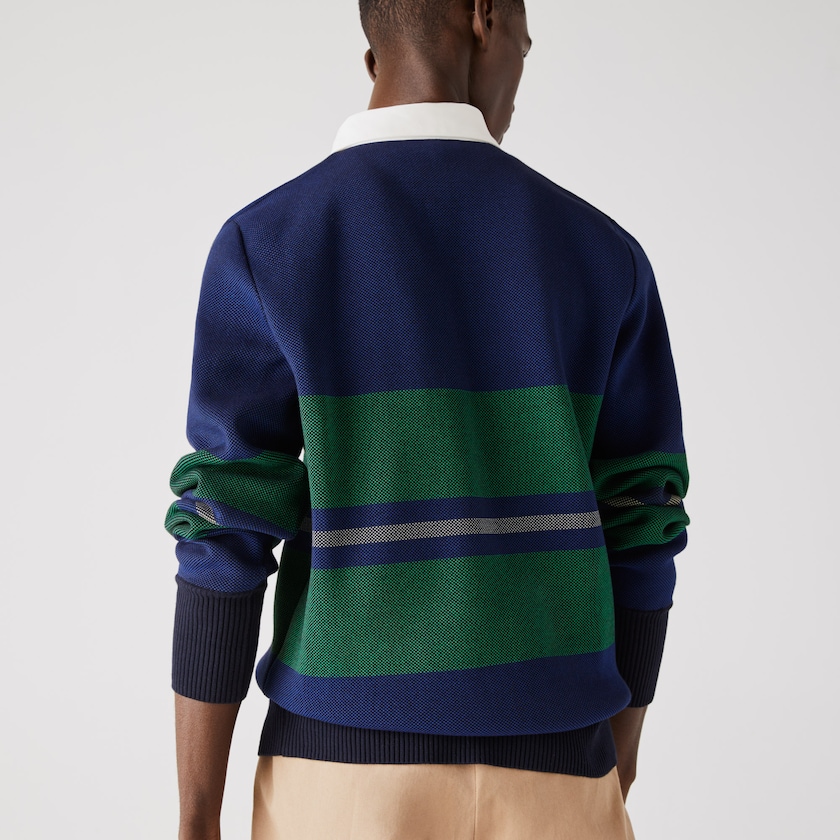 Men's Lacoste Navy Blue / Blue / Green / Beige / White Sweaters Striped Rugby DD6-55895M5
