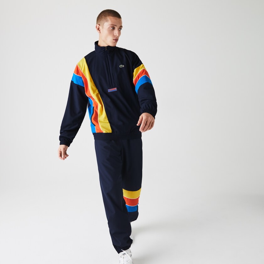 Men's Lacoste Navy Blue / Blue / Red / Yellow Jackets SPORT Zip Neck Lightweight Water-Resistant WH6-26442X3