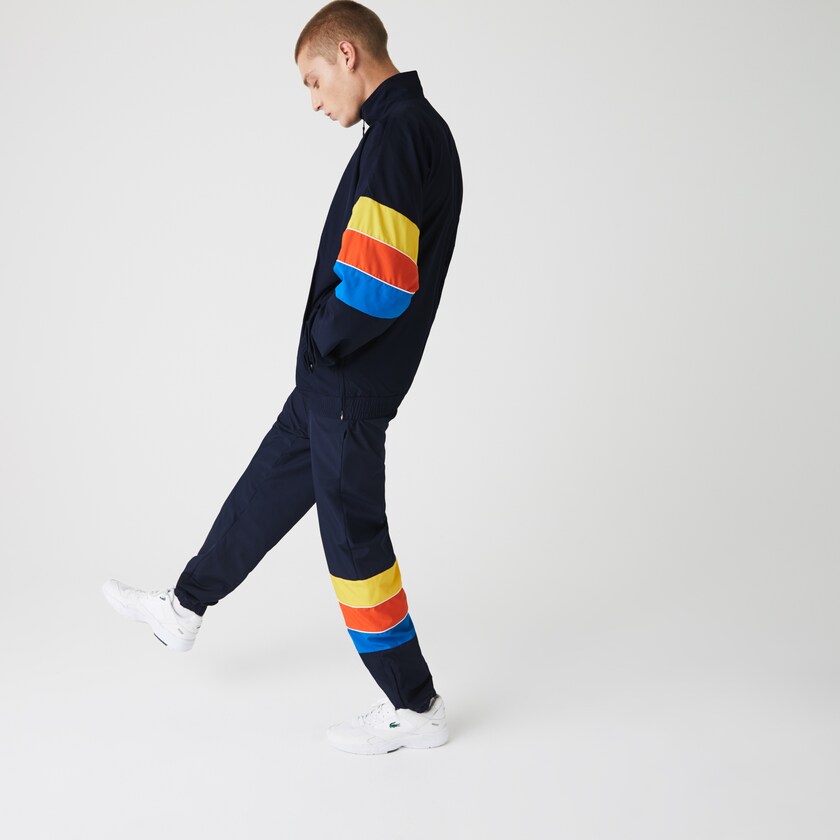 Men's Lacoste Navy Blue / Blue / Red / Yellow Jackets SPORT Zip Neck Lightweight Water-Resistant WH6-26442X3