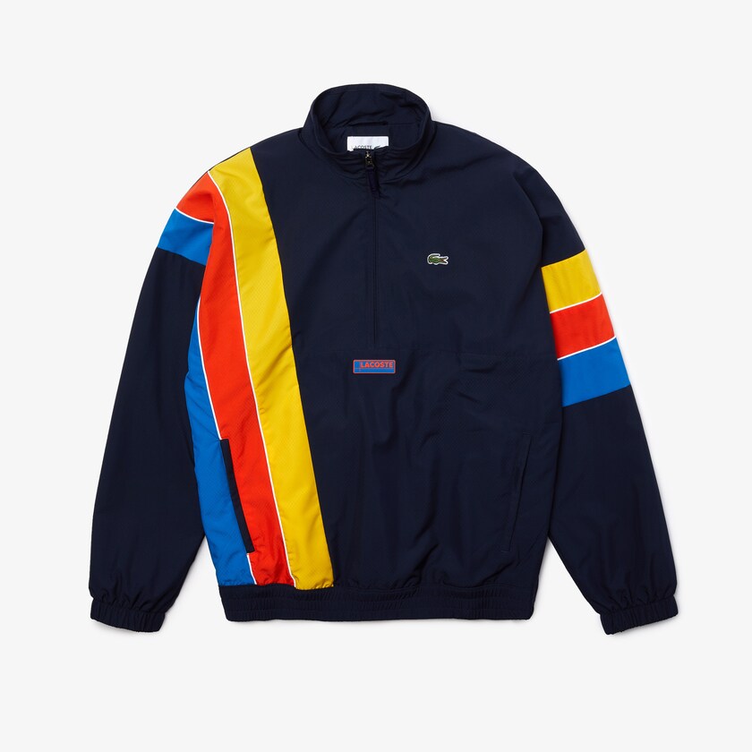 Men's Lacoste Navy Blue / Blue / Red / Yellow Jackets SPORT Zip Neck Lightweight Water-Resistant WH6-26442X3