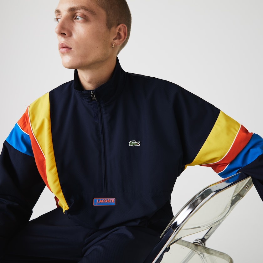 Men's Lacoste Navy Blue / Blue / Red / Yellow Jackets SPORT Zip Neck Lightweight Water-Resistant WH6-26442X3