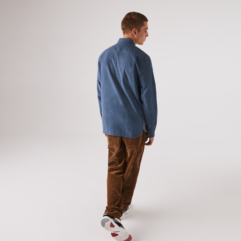 Men's Lacoste Navy Blue / Blue / White Shirts Colorblock Regular Fit Cotton Flannel YL8-21892M4
