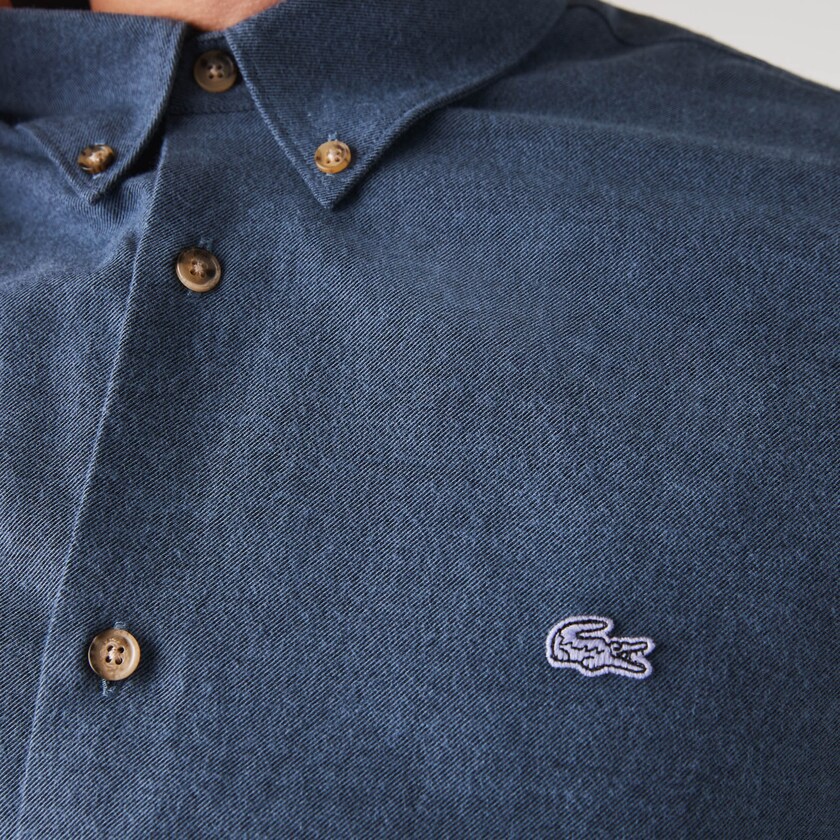 Men's Lacoste Navy Blue / Blue / White Shirts Colorblock Regular Fit Cotton Flannel YL8-21892M4